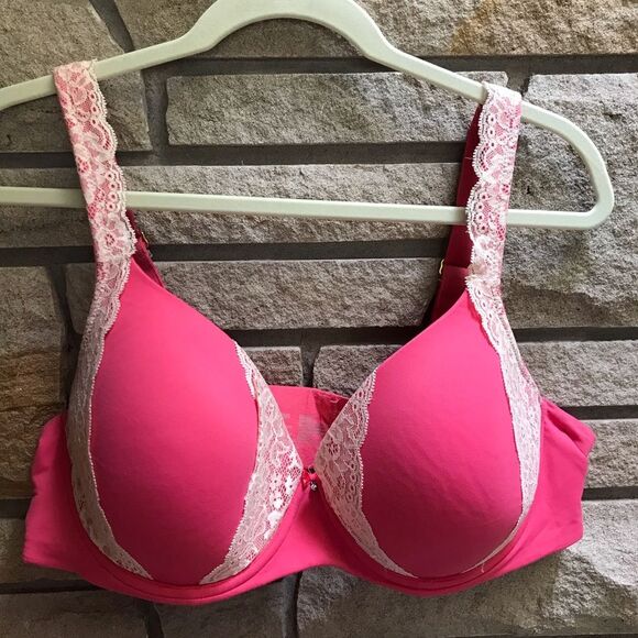 Soma Embraceable Full Coverage Lace Trim Bra Underwire Hot Pink 42D - Picture 8 of 8